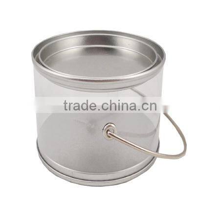 oval-shaped metal PVC tin bucket with handle