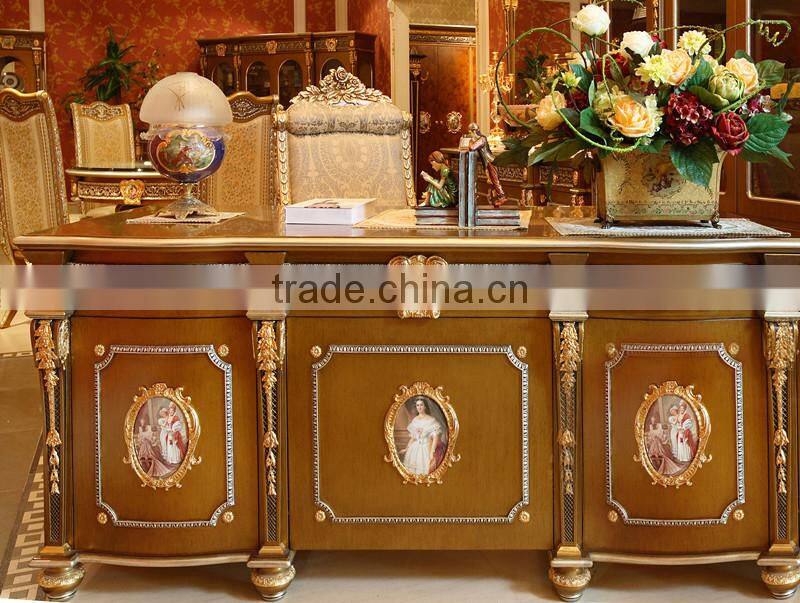 Luxury French Louis XV Style Golden Stuy Room Bookcase/ Palace Fancy Wood Carved Display Cabinet/ Antique Glass Showcase