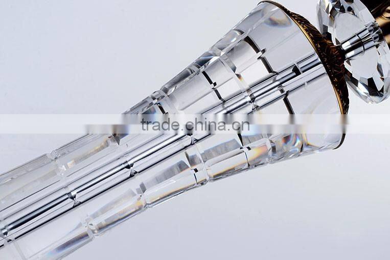 Brown lampshade clear K9 crystal table lamp with plated metal lampstand