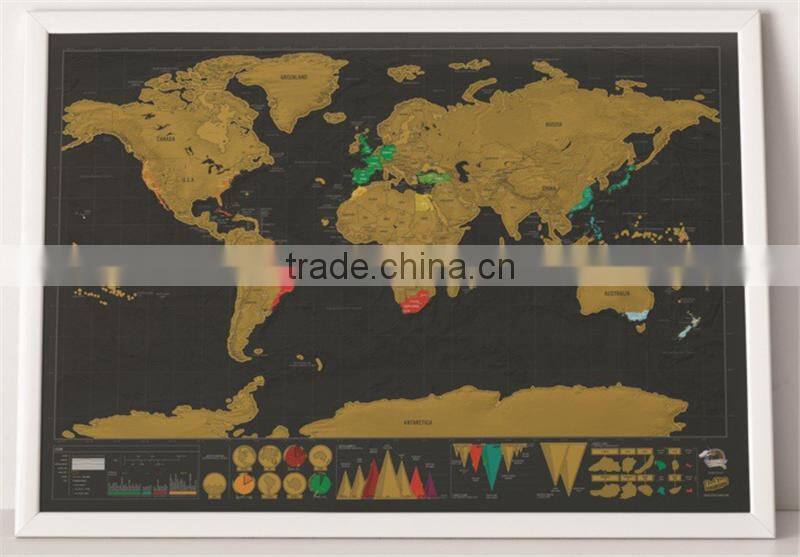 CT-750 Travel World Map Hard Paper Travel map Small black mini map Black Luxury