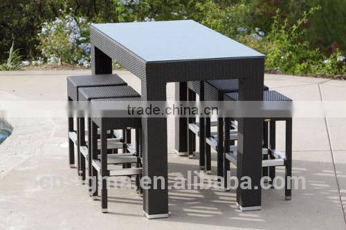 2017 Trade Assurance hot sale outdoor PE rattan resin wicker high bar tables furniture