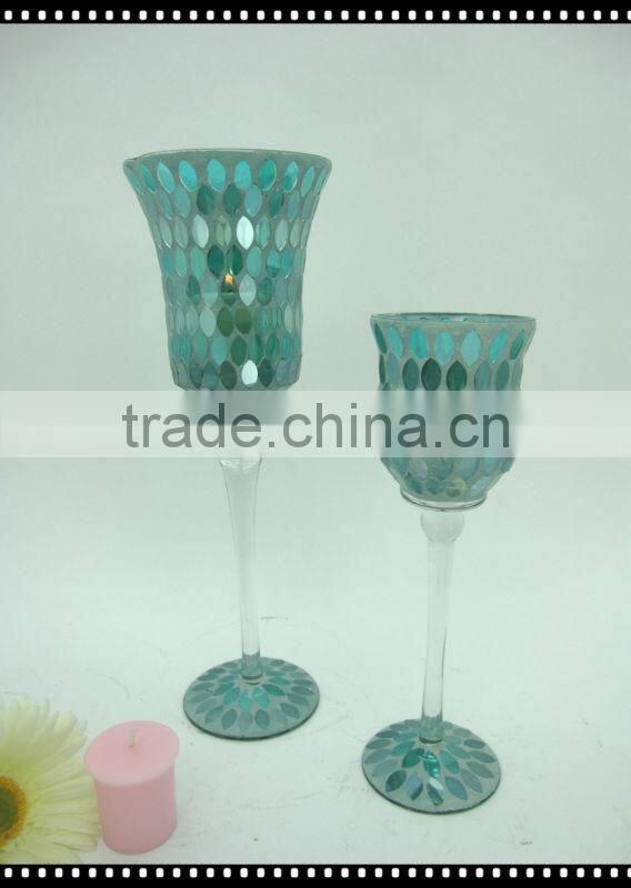 Fabulous Home Ornament Mirrored Mosaic Vase Cheap Handmade Blue Glass Vases