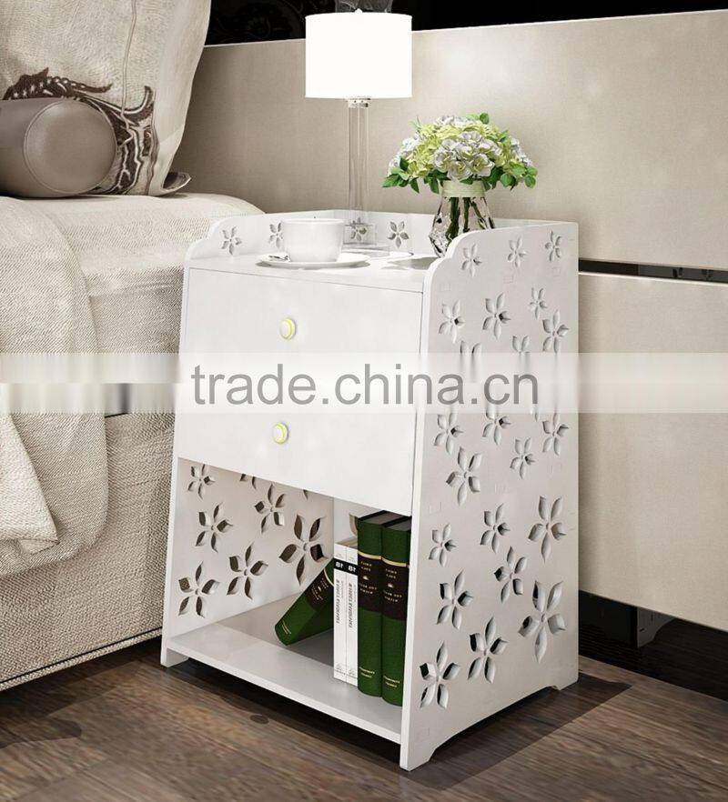 Large Size 2 Drawer Nightstand Modern Jane White Bed End Cabinet Multifunctional Storage Cabinet Bed End Table Waterproof Firepr