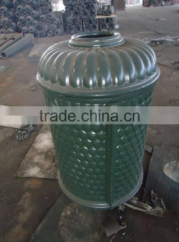 outdoor metal trash can