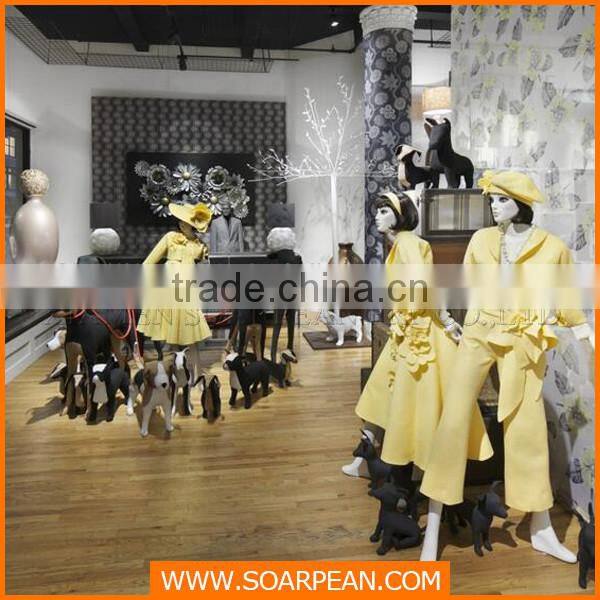 Fiberglass female with dog mannequin for sale