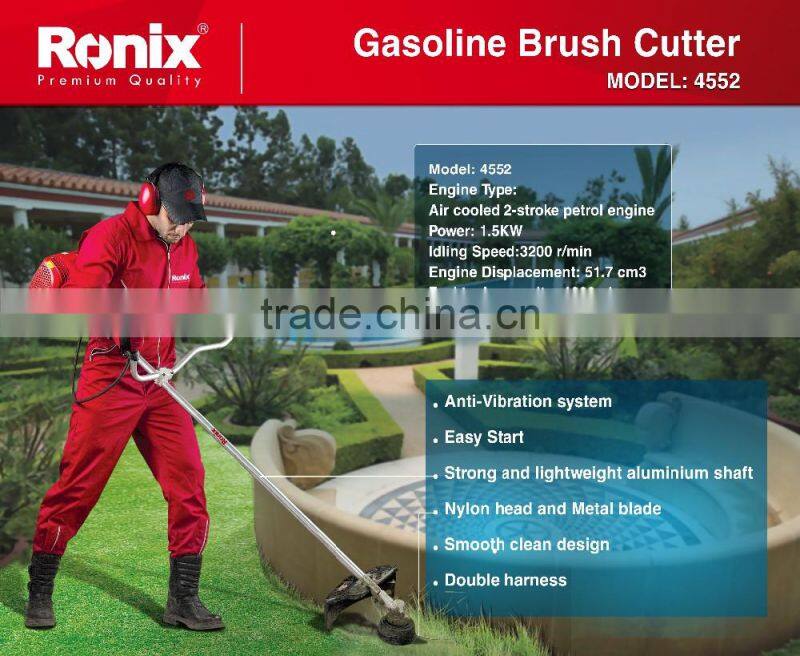 Ronix gasoline brush cutter 4552 2 stroke petrol engine 1.5KW 3200r/min 51.7cc