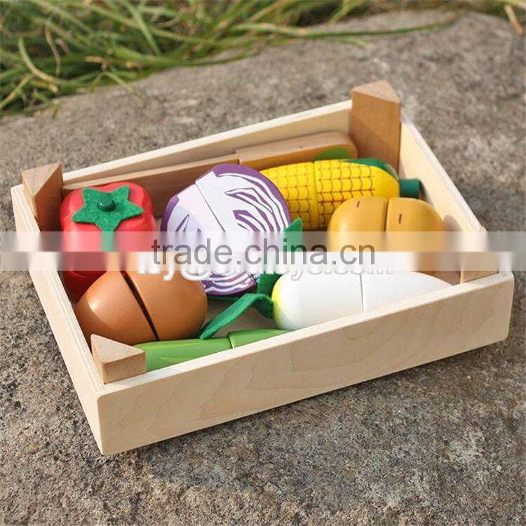 Pretend play kitchen toys wooden toy cutting fruit for kids W10B183