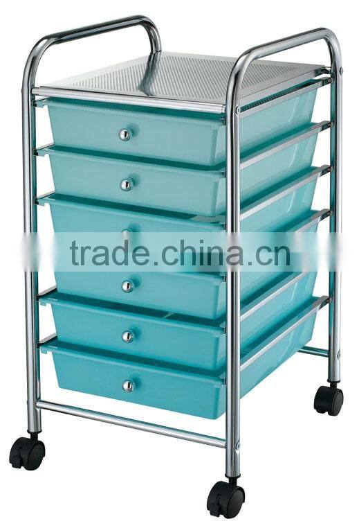 Home furniture rolling plastic storage trolley, mobile P.P drawer cart