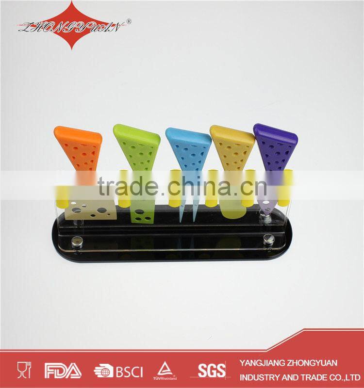 5 pcs colorful wholesale cheese knives set for kitchen gadget 2015