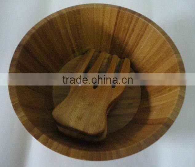 2016 Bamboo salad bowl with salad servers