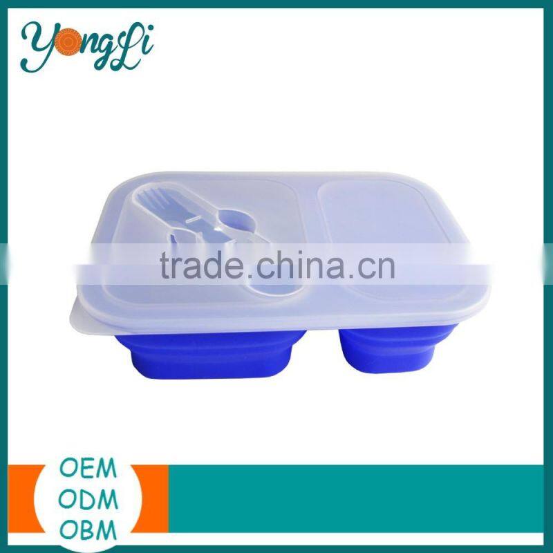 Kitchen Ware Silicone Kids Lunchbox With Fork