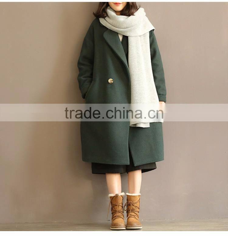 2016 customized manufacture fashionable winter thick long style woolen ladies long overcoats