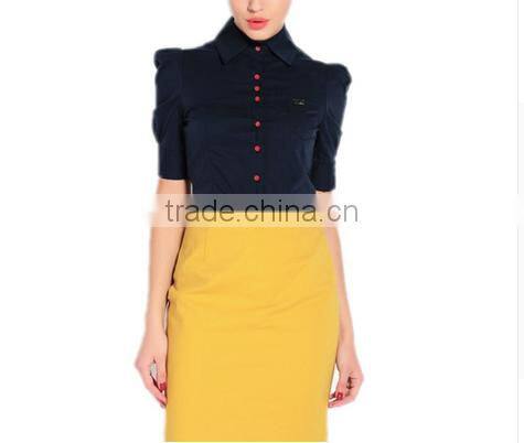 2016 Ladies Short Sleeve Office Uniform Blouse Body Shirt Clothes