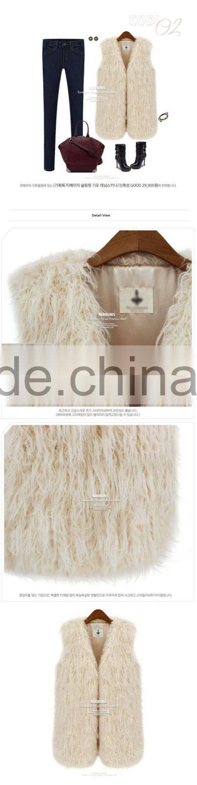 European style hot sale fashion long wool women faux fur waistcoat vest