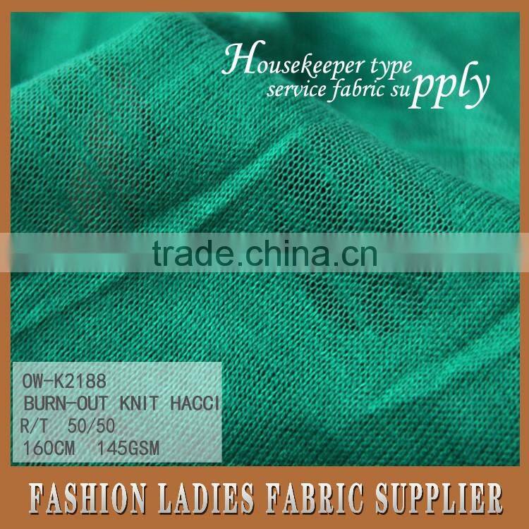 160cm 145gsm T/R 50/50 knit burn out fabric hacci