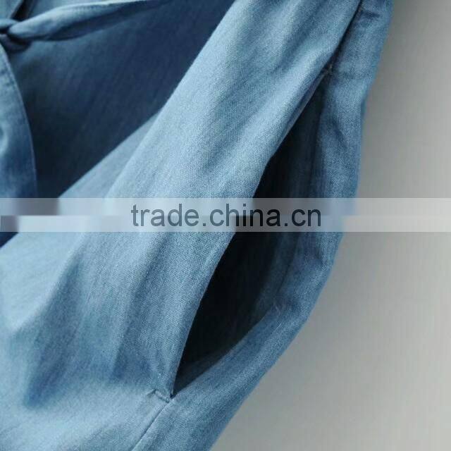 China ready goods wholesale latest design tencel casual denim dress