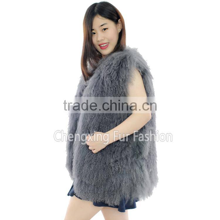 CX-G-B-160M 2016 New Fashion Custom Women Mongolian Lamb Fur Vest