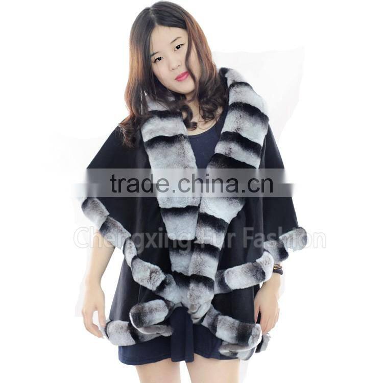 CX-B-P-60 Winter Fashion Fur Flower Women Pashmina Shawl
