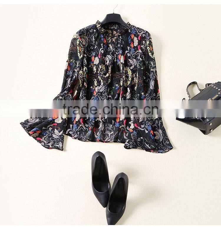 Maxnegio Lotus leaf sleeves blouse neck designs cutting fashion design lady blouse