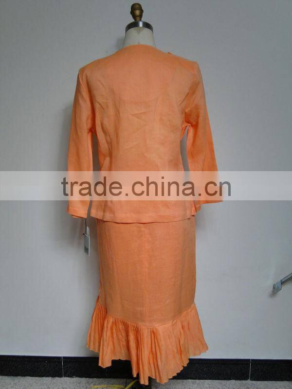 Ladies embroidery linen church suit