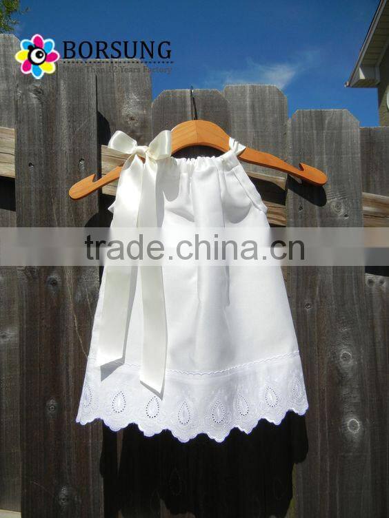 Delicate baby clothes girls satin lace hem sleeveless o neck party dresses summer girls dresses