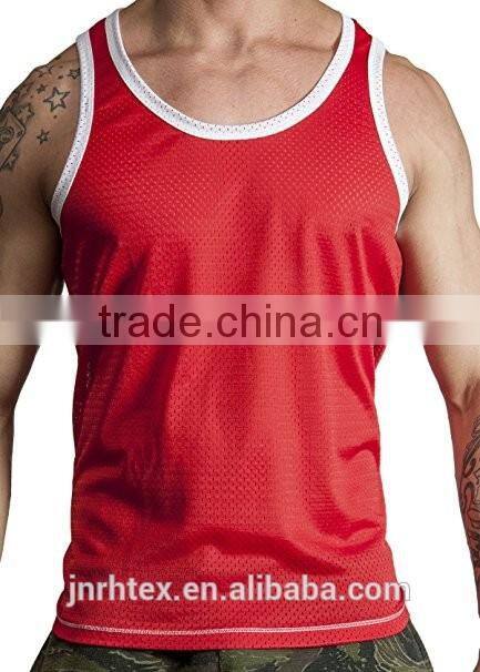 Custom mens polyester mesh sport gym tank top