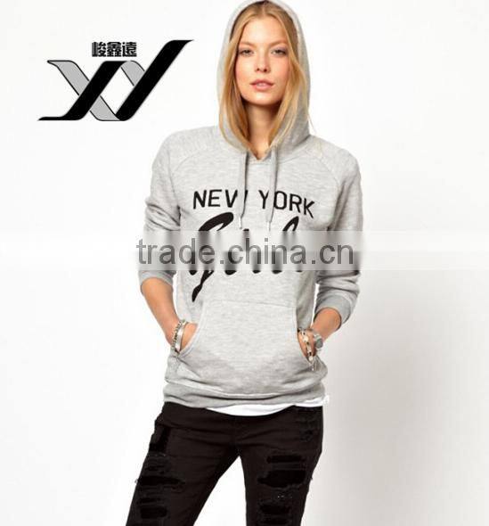 wholesale garment terry hooded cotton crew neck comfortable print plain pocket dyed for women sweatshirt made in china