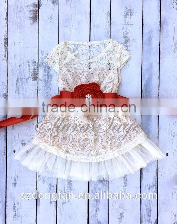 2016 new hot sale style lace Christmas flower dress children frocks designs