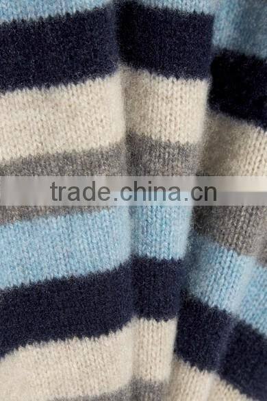 2017 New Design Mid-High Crew Necked Colorblocked Striped Girls Long Sweater