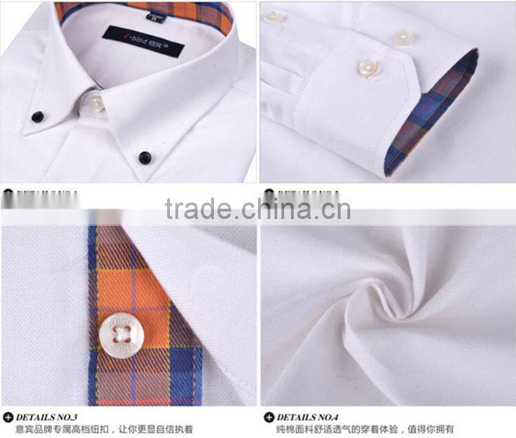 100% cotton white men's oxford cotton dress shirt
