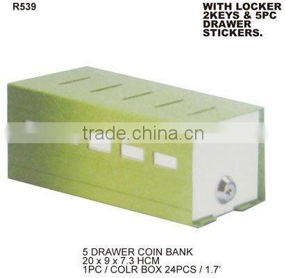(R539) 5 DRAWER COIN BANK