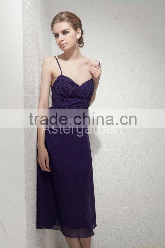2017 Factory Direct Real Photo A-line Bridesmaid dresses straps knee-length chiffon evening dress short party dress AS260