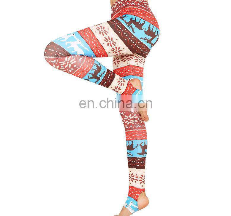 Hot sale fashion custom made colorful printed sports yoga Christmas legging