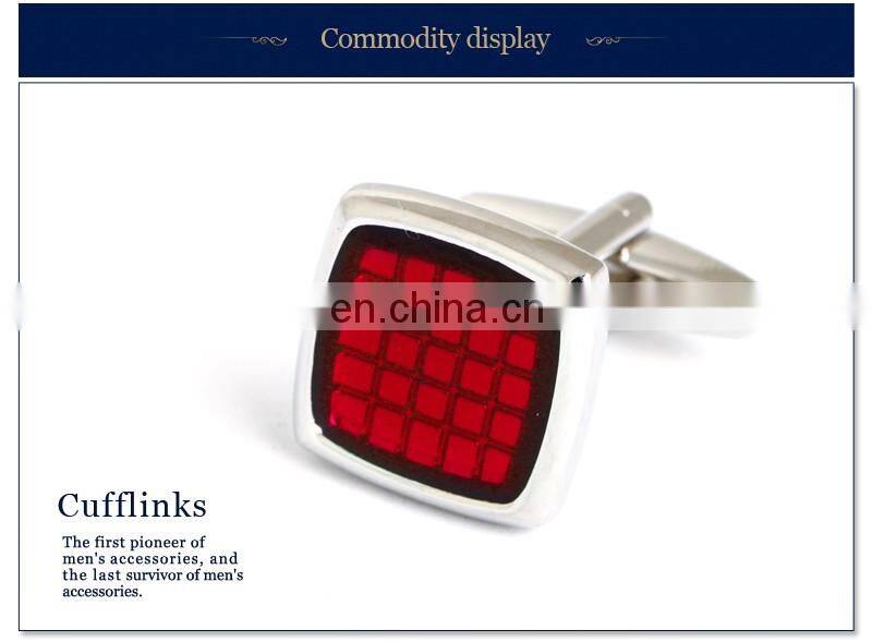 Simple Check Cuff link Red Square Men Shirt Cufflinks