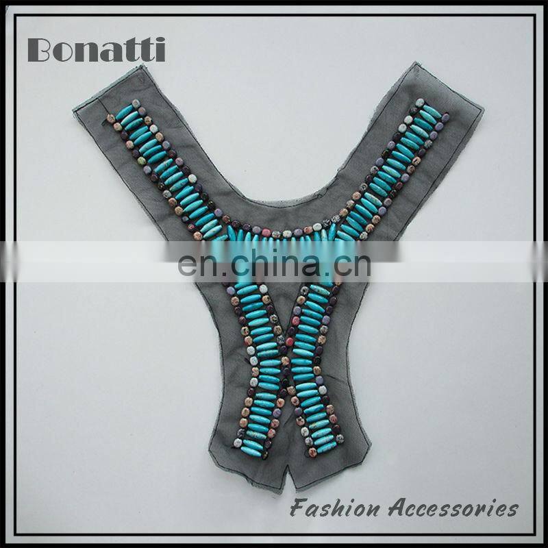 U-shaped agate beaded neckline trims latest design