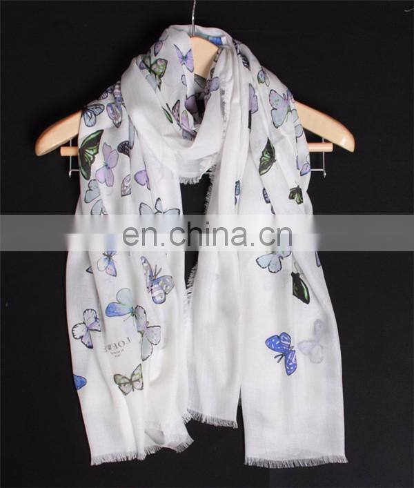 modal cashmere blend fashion butterfly print infinity lady scarf
