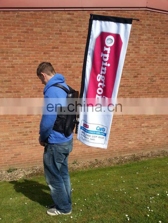Latest Custom Outdoor Advertising rectangle Backpack Flying Banner Flag