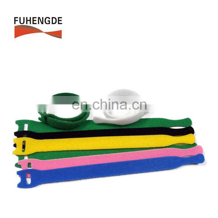 Logo printed customized Back to back double side hook loop cable tie