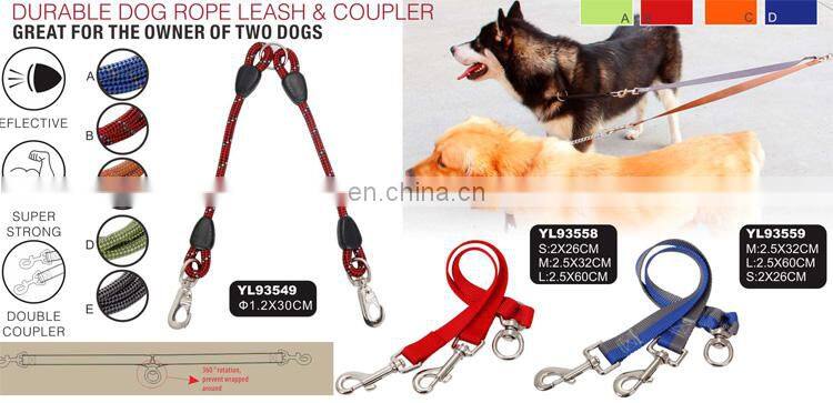 Manufacture Sell High Quality Wholesale 2 Dual Dog Leash Nylon