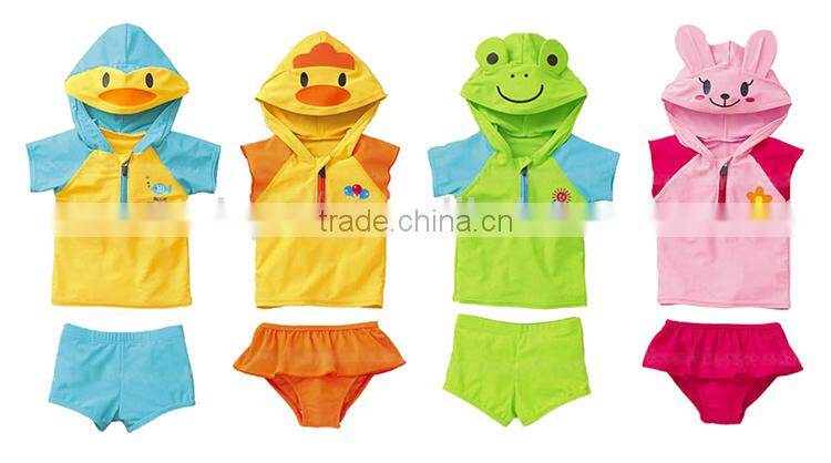 Wholesale tankinis hooded baby swimwear suit with cute animal design for summer