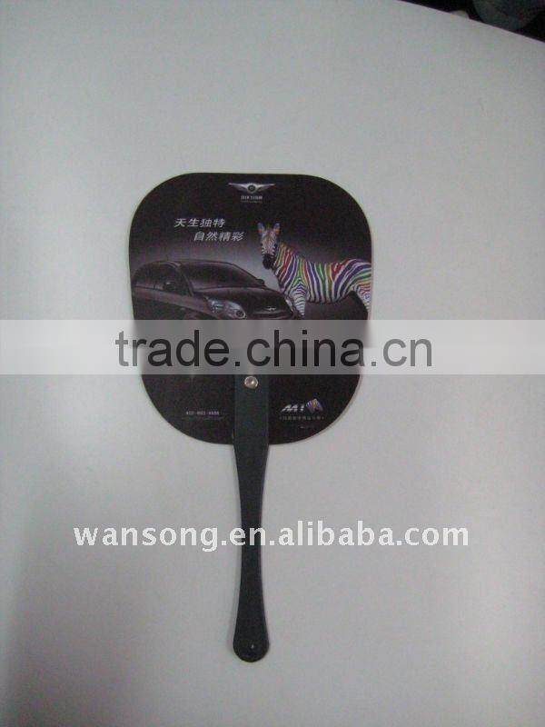 Colourful PP promotional fan with company information printing