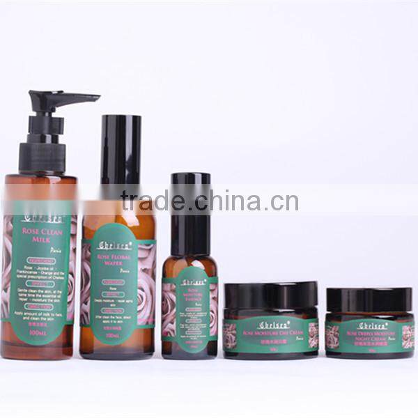 natural rose essence moisturizing whitening facial skin care set