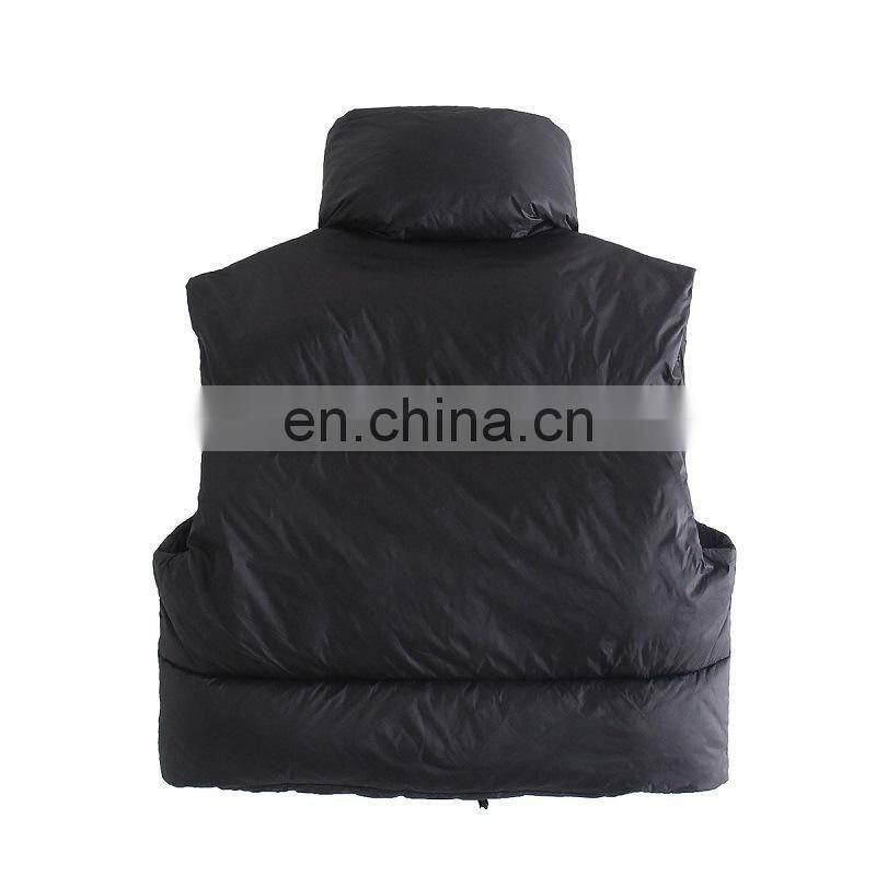 Wholesale custom LOGO ladies fall/winter stand-up collar padded down cotton vest vest sleeveless waistcoat plus size jacket