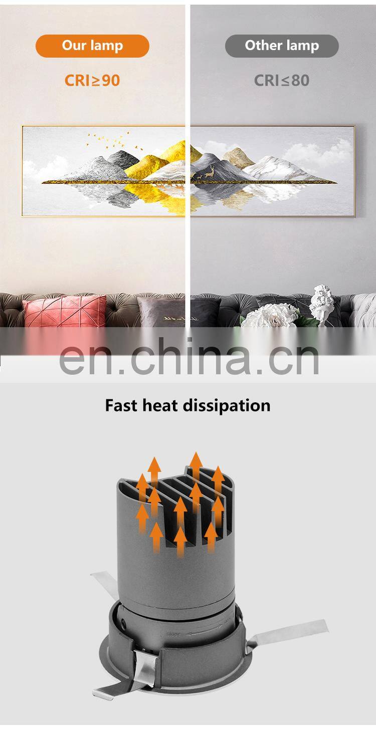 ALLWAY High Quality Indoor Ceiling Lighting 5w 7w 12w 20w Recessed 3 Color Cob Spotlight Led Spot Lamp