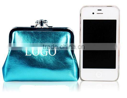 Lady flash metal substantial design PU wallet cheap lady wallet