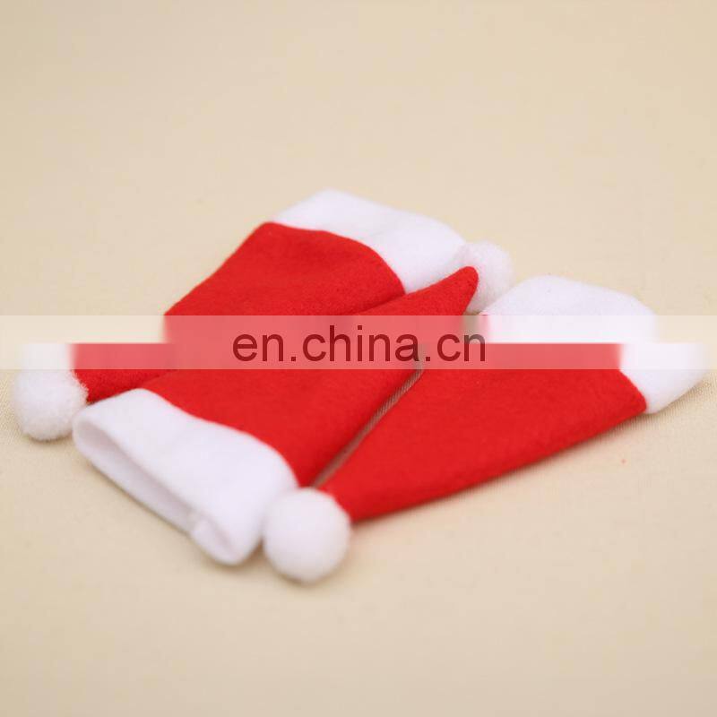 Mini Christmas Hat Tableware Knife Fork Set Holder Pocket Bag Merry Christmas Party Dinner Wine Bottle Xmas Hat Decoration