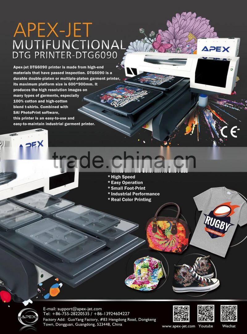 A3 Polyprint Digital Flatbed Direct to Garment soft textile T-shirt Printer