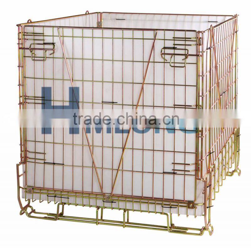 Folded wire mesh steel forklifts stacking container