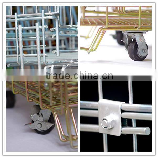 Industrial stackable foldable storage warehouse metal cage