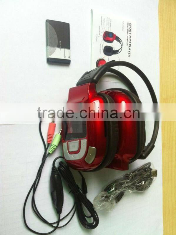 Sport Headphone Mp3 LCD Display , Battery FM TF SD Card Headphone
